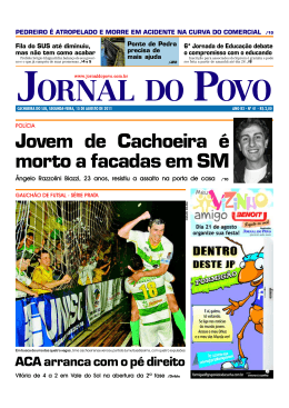 Jovem de Cachoeira &eacute; morto a facadas em SM
