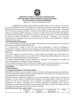 Edital de Abertura MCTI - CESPE / UnB