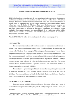 A FELICIDADE &ndash; UMA NECESSIDADE DO HOMEM