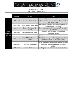 Voltar HOR&Aacute;RIO AUTOR T&Iacute;TULO 14h00-14h20 - CONPEEX