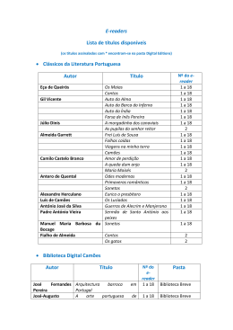 E-readers Lista de t&iacute;tulos dispon&iacute;veis &bull; Cl&aacute;ssicos da Literatura