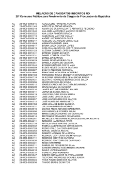 RELAÇÃO DE CANDIDATOS INSCRITOS NO 28º Concurso Público