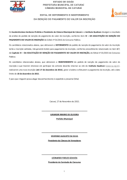 edital de deferimento e indeferimento da isen&ccedil;&atilde;o do pagamento do