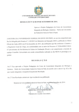 Aprova o PPC do Curso de Licenciatura Integrada em Biologia