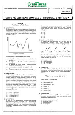CURSO PRÉ-VESTIBULAR: SIMULADO BIOLOGIA E QUÍMICA