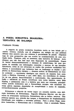 A POESIA ROMANTICA BRASILEIRA: TENTATIVA DE BALANÇO