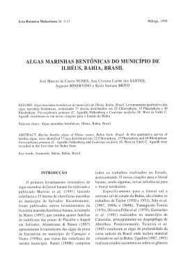 algas marinhas bentonicas do munic&iacute;pio de ilh&eacute;us, bahia, brasil