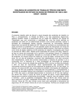 Vigil&acirc;ncia de acidentes de trabalho t&iacute;picos com &oacute;bito