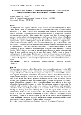 A Rela&ccedil;&atilde;o da Infra-estrutura de Transporte da Regi&atilde;o
