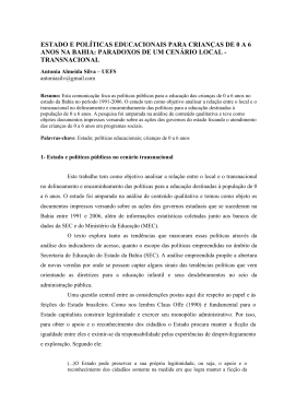 estado e pol&iacute;ticas educacionais para crian&ccedil;as de 0 a 6 anos