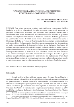 FUNDAMENTOS DAS POL&Iacute;TICAS DE A&Ccedil;&Atilde;O AFIRMATIVA