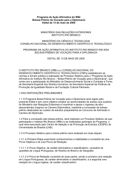 Edital Bolsa A&ccedil;&atilde;o Afirmativa 2005