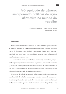 Pr&oacute;-equidade de g&ecirc;nero: incorporando pol&iacute;ticas de a&ccedil;&atilde;o afirmativa