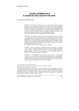 a a&ccedil;&atilde;o afirmativa e a quest&atilde;o das quotas raciais