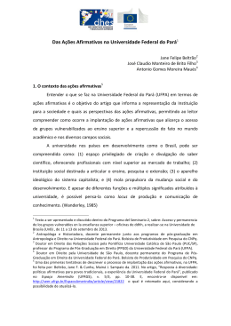 Das A&ccedil;&otilde;es Afirmativas na Universidade Federal do Par&aacute;1