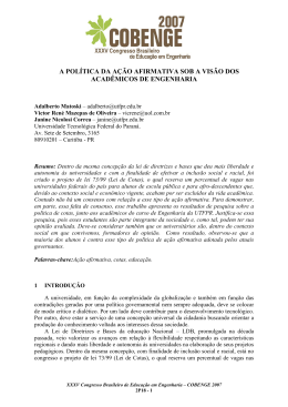 a pol&iacute;tica da a&ccedil;&atilde;o afirmativa sob a vis&atilde;o dos acad&ecirc;micos