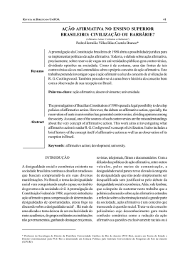 A&ccedil;&atilde;o Afirmativa no Ensino Superior Brasileiro