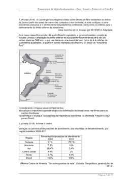 Exercícios de Aprofundamento – Geo. Brasil – Telecom e ComEx