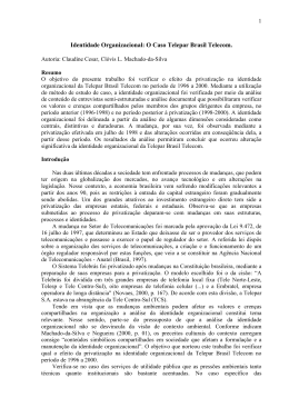 Identidade Organizacional: O Caso Telepar Brasil Telecom.