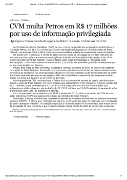 cvm multa petros em r$ 17 milhões por uso de