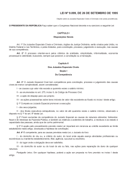 LEI N&ordm; 9.099, DE 26 DE SETEMBRO DE 1995
