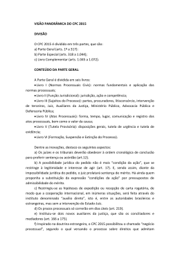 VIS&Atilde;O PANOR&Acirc;MICA DO CPC 2015 DIVIS&Atilde;O O CPC