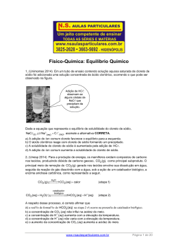 F&iacute;sico-Qu&iacute;mica: Equil&iacute;brio Qu&iacute;mico