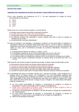 ESTUDO DOS GASES UNIDADES DAS VARI&Aacute;VEIS DE ESTADO