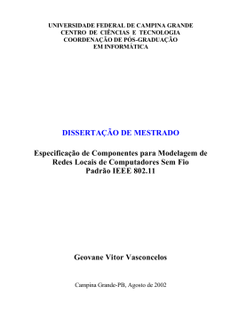 Especifica&ccedil;&atilde;o de Componentes para Modelagem de Redes sem Fio