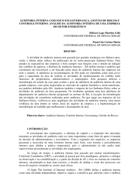 AUDITORIA INTERNA COM FOCO EM GOVERNANÇA, GESTÃO