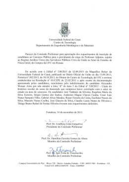 Parecer - Departamento de Engenharia Metalúrgica e de Materiais
