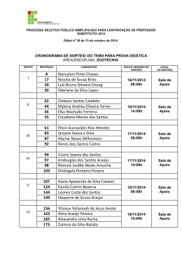 11. RETIFICA&Ccedil;&Atilde;O. Cronograma Sorteios. Processo Seletivo