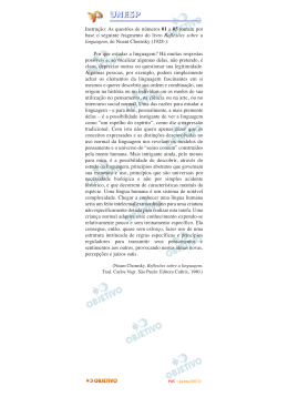 Instru&ccedil;&atilde;o: As quest&otilde;es de n&uacute;meros 01 a 05 tomam