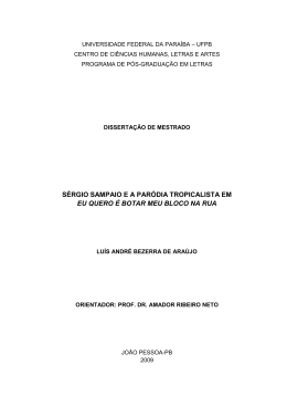 S&eacute;rgio Sampaio e a par&oacute;dia tropicalista em Eu quero &eacute;