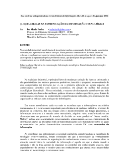 [p.51] BARREIRAS NA COMUNICA&Ccedil;&Atilde;O DA