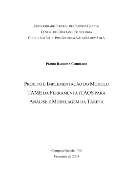 projeto e implementa&ccedil;&atilde;o do m&oacute;dulo tame da ferramenta itaos para