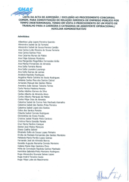 ÊIst`A DA ACTA DE ADMIssÃO / EXCLUSÃO Ao PROCEDIMENTO