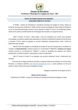 Edital de Homologa&ccedil;&atilde;o das Isen&ccedil;&otilde;es