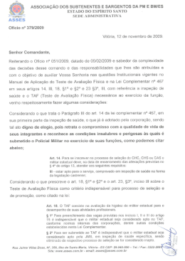Um dos Ofícios da ASSES solicitando mudanças