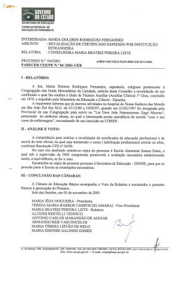 parecer cee/pe nº 84/2001-ceb - Conselho Estadual de Educação