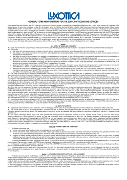 GENERAL TERMS AND CONDITIONS FOR THE