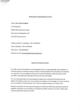Declara&ccedil;&atilde;o de Identifica&ccedil;&atilde;o do Autor Autor: Vera L&uacute;cia Arreigoso