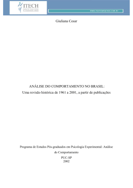 Historia da Analise do Comportamento no Brasil