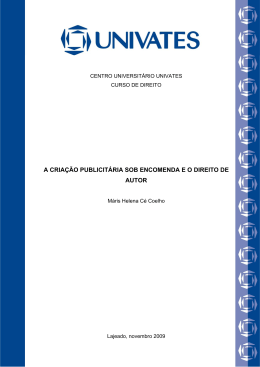 a cria&ccedil;&atilde;o publicit&aacute;ria sob encomenda e o direito de autor