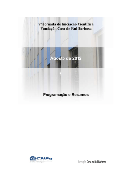 7&ordf; Jornada de Inicia&ccedil;&atilde;o Cient&iacute;fica da FCRB