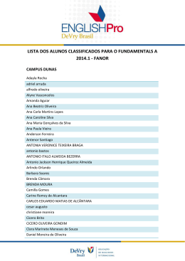 lista dos alunos classificados para o fundamentals a 2014.1