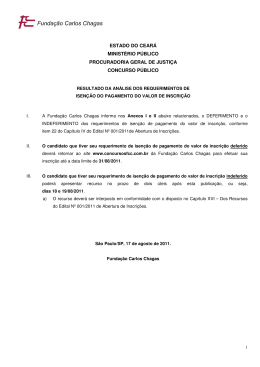 Resultado da an&aacute;lise dos requerimentos de isen&ccedil;&atilde;o do pagamento