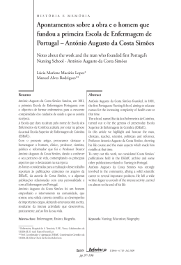 HIST&Oacute;RIA E MEM&Oacute;RIA - Escola Superior de Enfermagem de