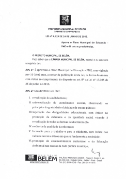 Plano Municipal de Educa&ccedil;&atilde;o - Conselho Municipal de Bel&eacute;m