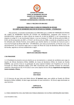 Edital n.&ordm; 001/2014 CFO BM-2015 - Corpo de Bombeiros Militar da